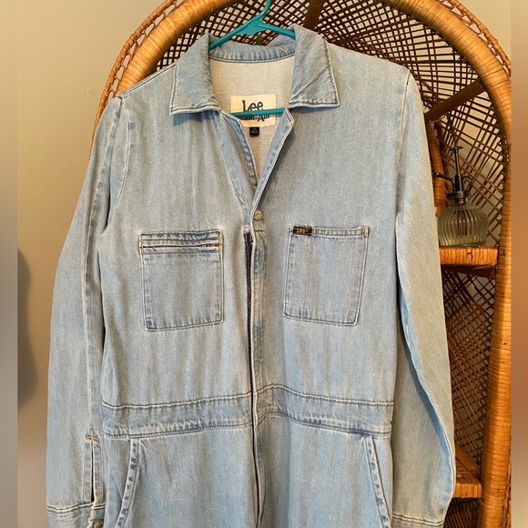 LEE Womens Vintage Modern Union Alls Denim Coveralls Jumpsuit Light Wash Medium - Picture 12 of 13
